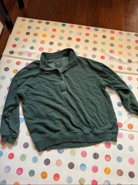 Aerie Women’s Dark Green Quarter-Snap Pullover Sweater